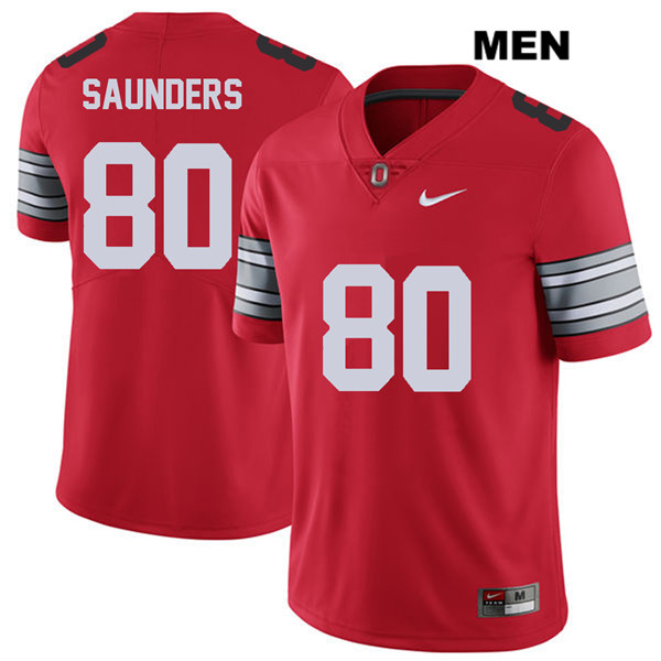 Ohio State Buckeyes Men's C.J. Saunders #80 Red Authentic Nike 2018 Spring Game College NCAA Stitched Football Jersey YY19U13MF